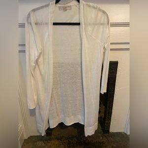 Loft long white cardigan size small